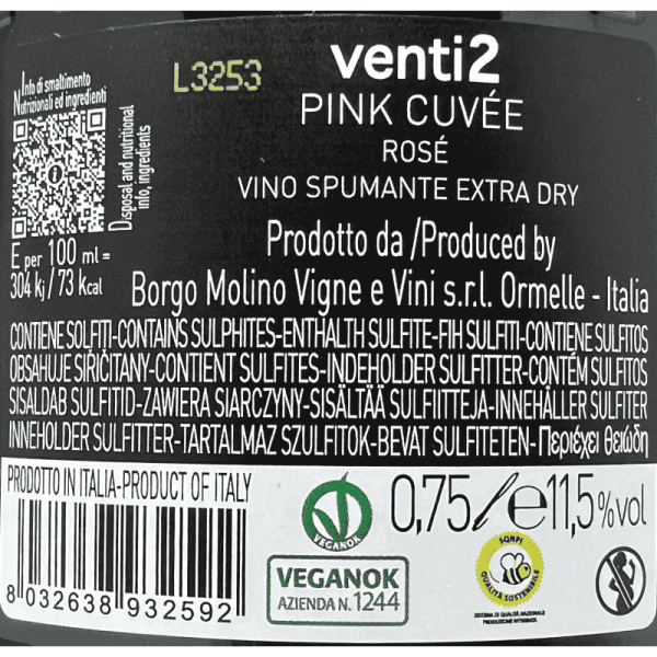 Spumante Pink Cuvée Venti2 Extra Dry...