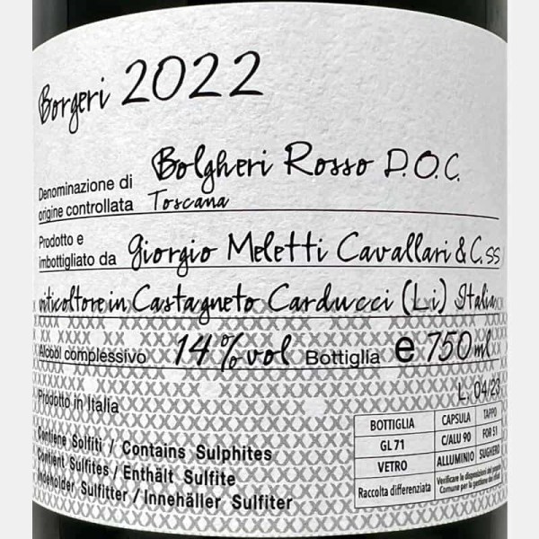 Bolgheri Rosso Borgeri DOC 2022 -...