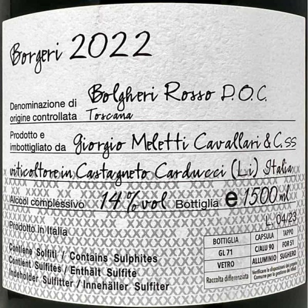 Bolgheri Rosso Borgeri DOC 2022...