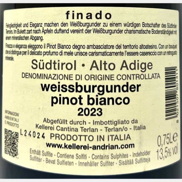 Pinto Bianco Finado Alto Adige DOC...