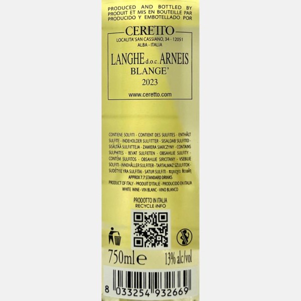 Arneis Blange Langhe DOC 2023 - Ceretto