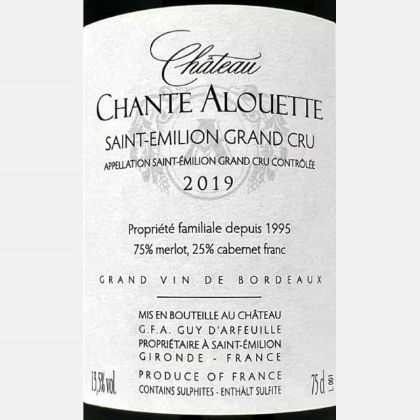 Saint Emilion Grand Cru AOC 2019 -...