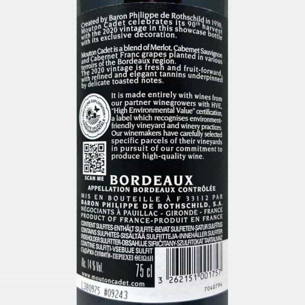 Mouton Cadet Rouge Bordeaux AOC 2020...