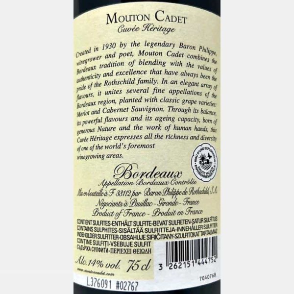 Mouton Cadet Heritage Bordeaux AOC...