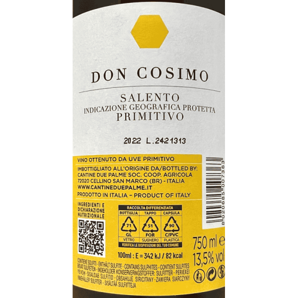 Primitivo Don Cosimo Salento IGP 2022...