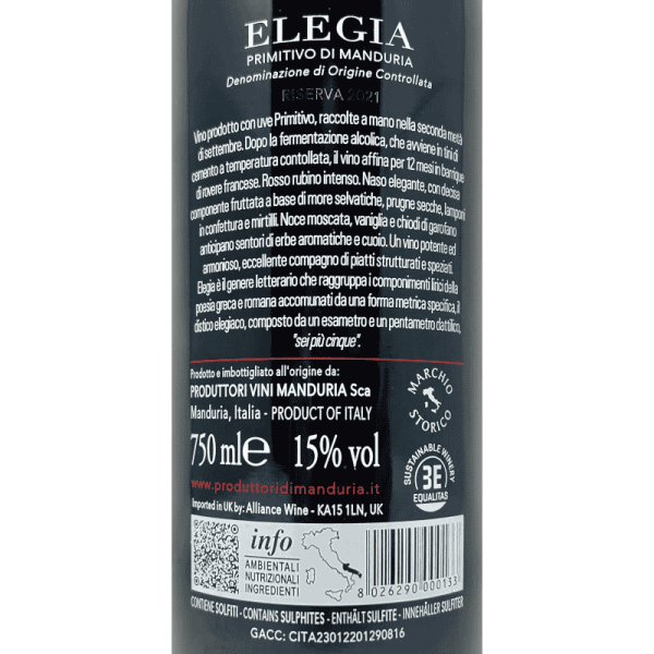 Primitivo di Manduria Riserva Elegia...