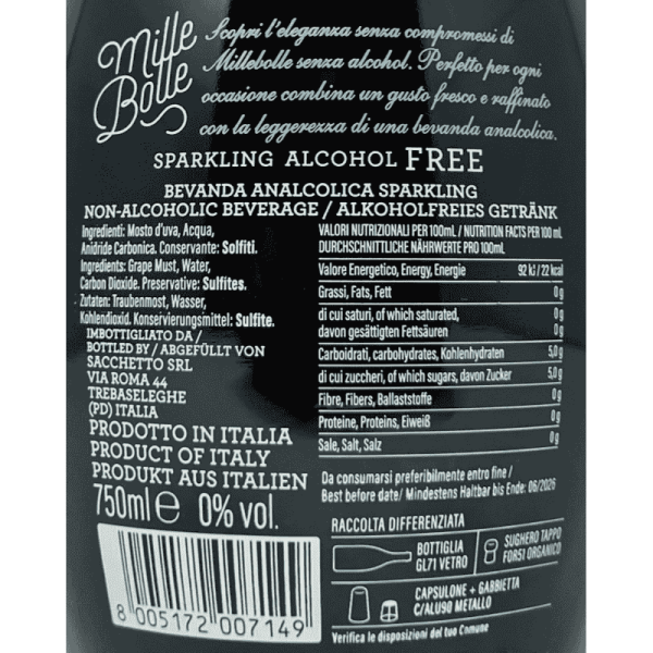 Spumante Brut Mille Bolle Alcohol...