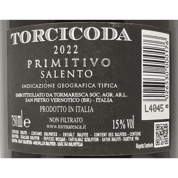 Primitivo Torcicoda Salento IGT 2022...