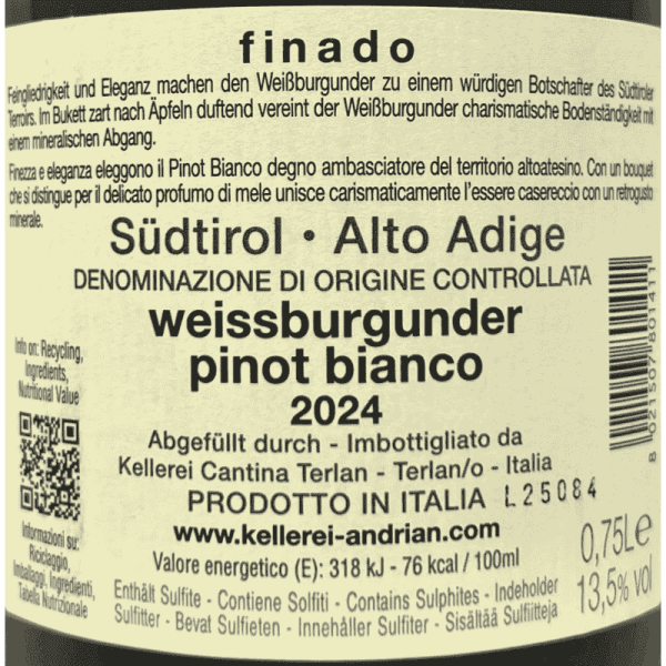 Weissburgunder Finado Alto Adige DOC...